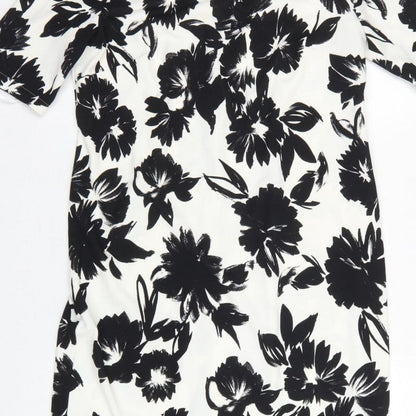 Gerry Weber Women Black White Floral UK 12 Knee Length Sheath Dress