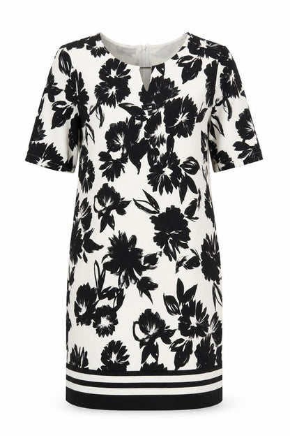 Gerry Weber Women Black White Floral UK 12 Knee Length Sheath Dress