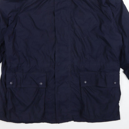 John Partridge Men Blue L Parka Coat Polyester PU Utility Zip Snap Pockets