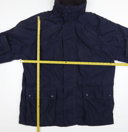 John Partridge Men Blue L Parka Coat Polyester PU Utility Zip Snap Pockets