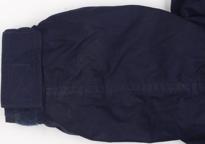 John Partridge Men Blue L Parka Coat Polyester PU Utility Zip Snap Pockets