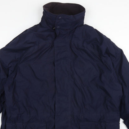 John Partridge Men Blue L Parka Coat Polyester PU Utility Zip Snap Pockets
