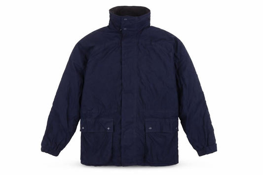 Front view of John Partridge Men Blue L Parka Coat Polyester PU Utility Zip Snap Pockets