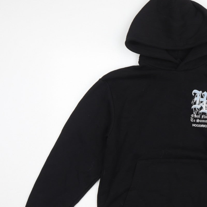 Hoodrich Men Black S Pullover Graphic Print Hoodie Logo Pockets
