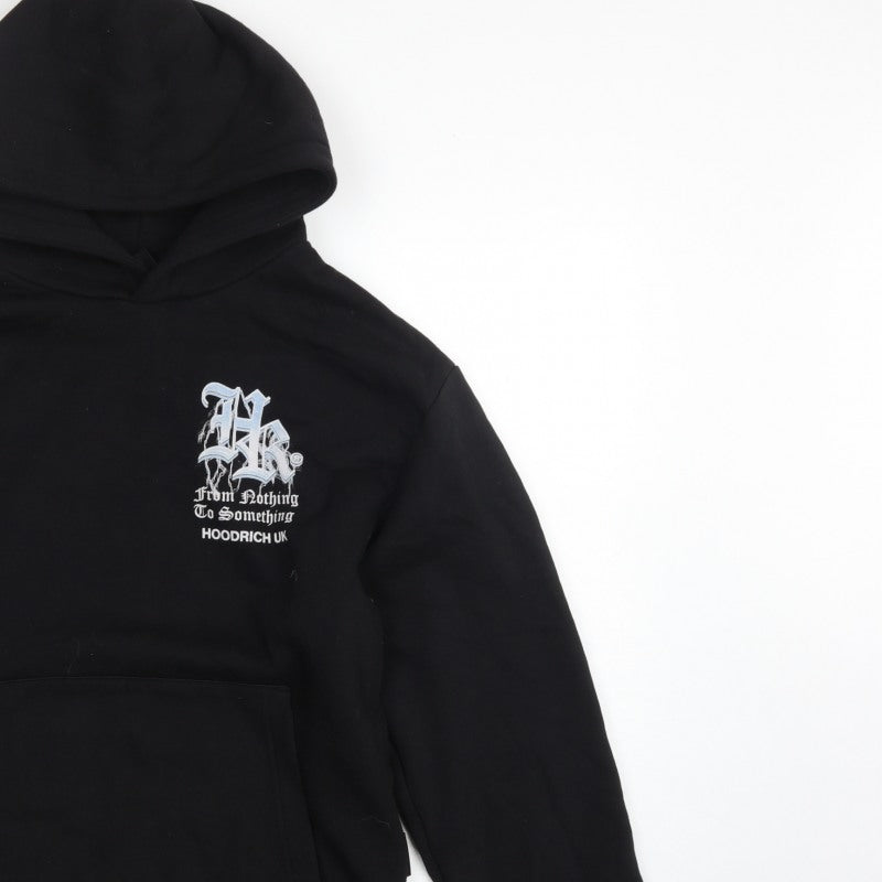 Hoodrich Men Black S Pullover Graphic Print Hoodie Logo Pockets