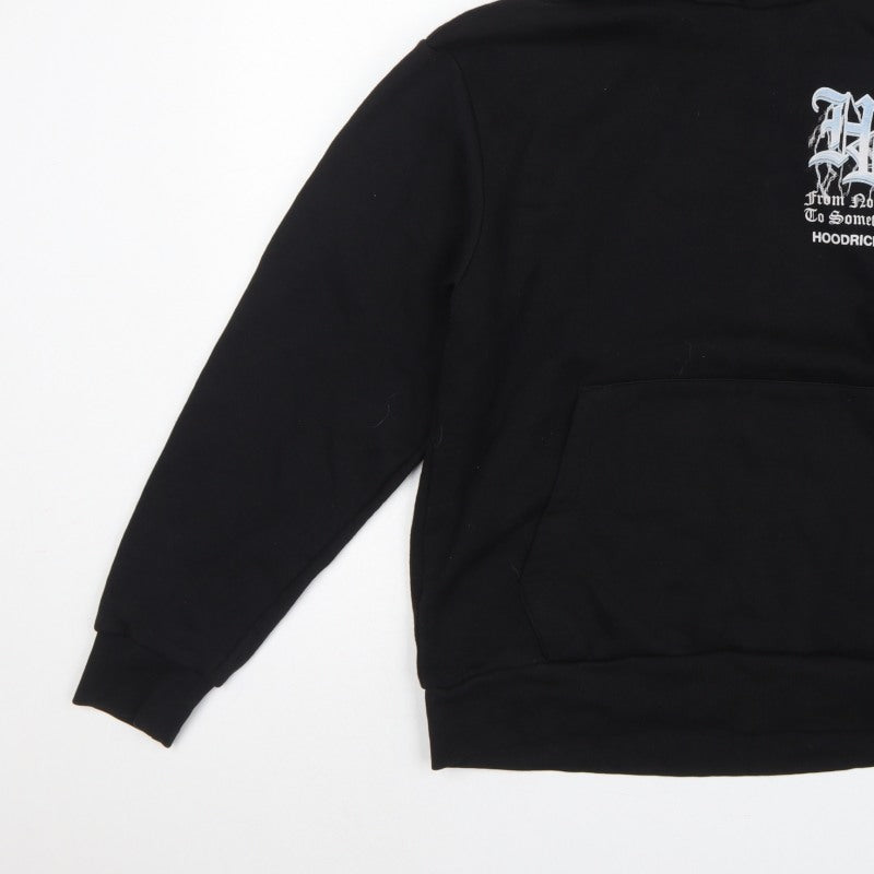 Hoodrich Men Black S Pullover Graphic Print Hoodie Logo Pockets
