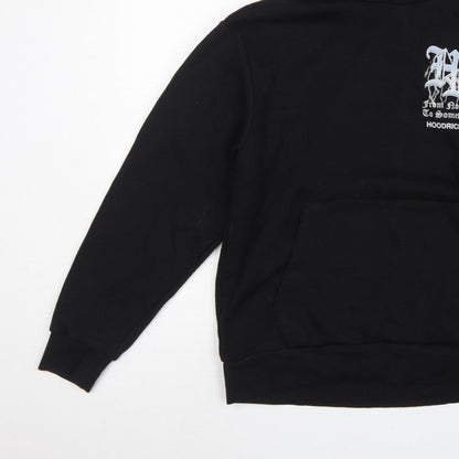 Hoodrich Men Black S Pullover Graphic Print Hoodie Logo Pockets