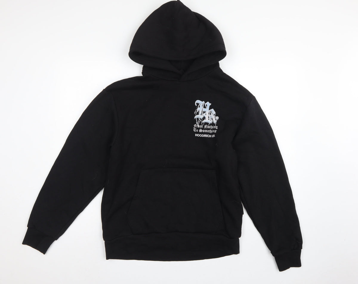 Hoodrich Men Black S Pullover Graphic Print Hoodie Logo Pockets