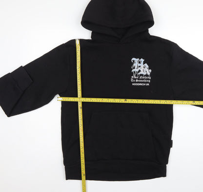 Hoodrich Men Black S Pullover Graphic Print Hoodie Logo Pockets