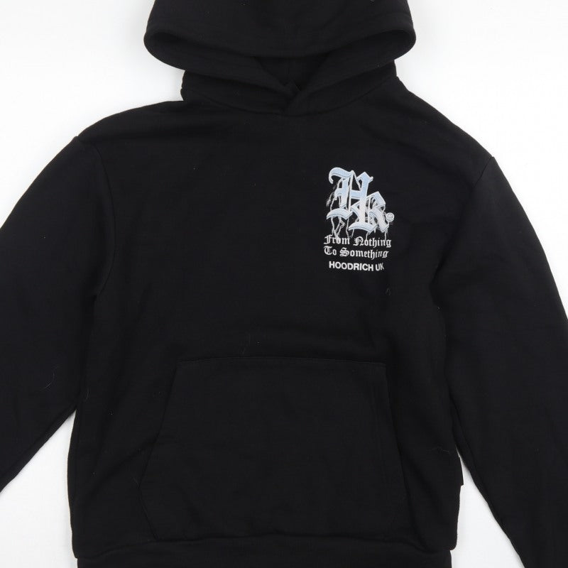 Hoodrich Men Black S Pullover Graphic Print Hoodie Logo Pockets