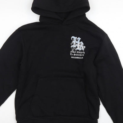 Hoodrich Men Black S Pullover Graphic Print Hoodie Logo Pockets