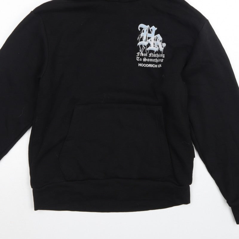 Hoodrich Men Black S Pullover Graphic Print Hoodie Logo Pockets