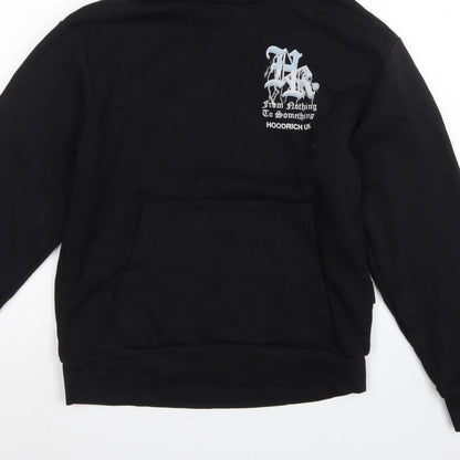 Hoodrich Men Black S Pullover Graphic Print Hoodie Logo Pockets