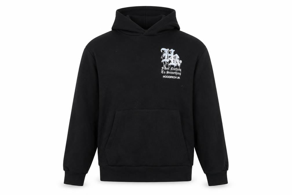Hoodrich Men Black S Pullover Graphic Print Hoodie Logo Pockets