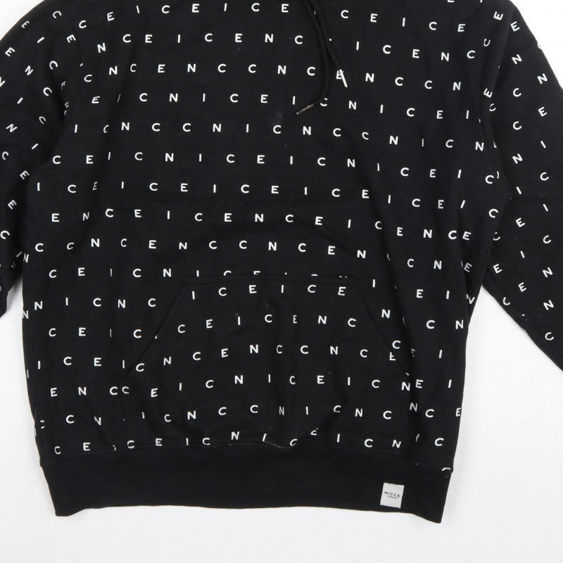 Nicce London Men’s Black XL Logo Print Pullover Hoodie