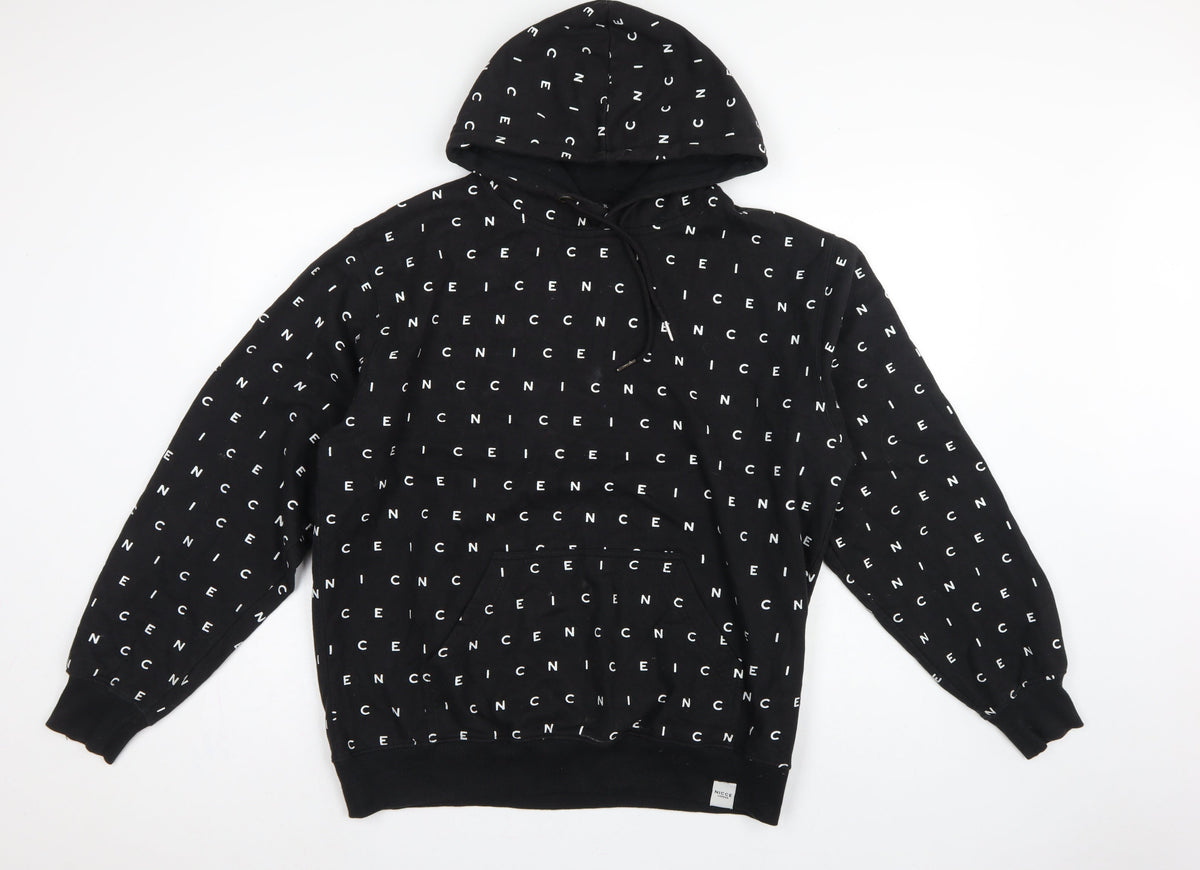 Nicce London Men’s Black XL Logo Print Pullover Hoodie