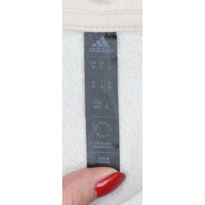 Adidas Men Beige M Pullover Hoodie Logo Graphic Fleece Sportswear