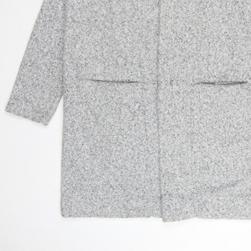 Next Women Grey UK 16 Hooded Full Zip Longline Knit Cardigan Pockets