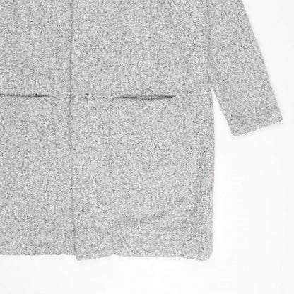 Next Women Grey UK 16 Hooded Full Zip Longline Knit Cardigan Pockets