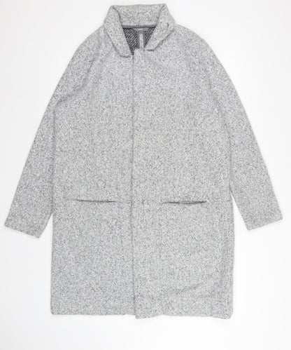 Next Women Grey UK 16 Hooded Full Zip Longline Knit Cardigan Pockets