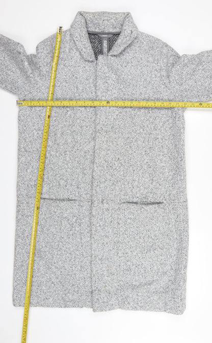 Next Women Grey UK 16 Hooded Full Zip Longline Knit Cardigan Pockets
