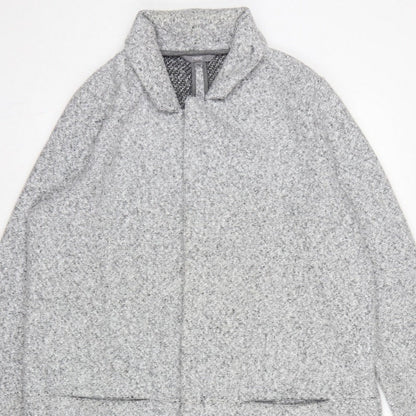 Next Women Grey UK 16 Hooded Full Zip Longline Knit Cardigan Pockets