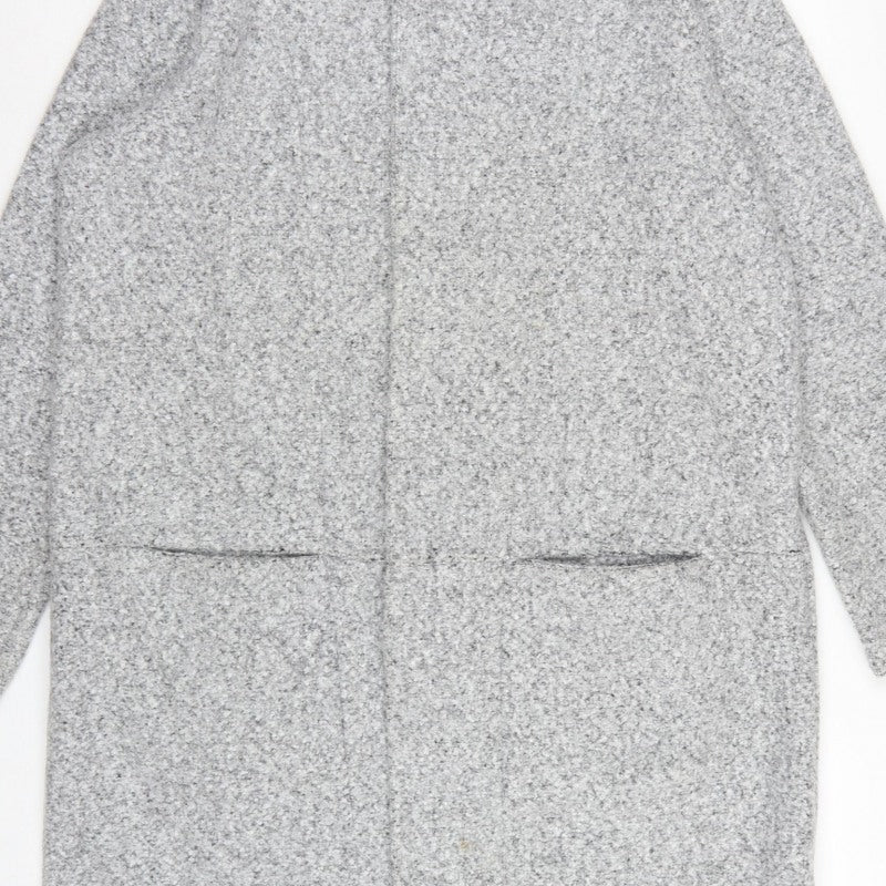 Next Women Grey UK 16 Hooded Full Zip Longline Knit Cardigan Pockets