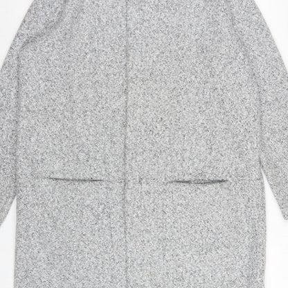 Next Women Grey UK 16 Hooded Full Zip Longline Knit Cardigan Pockets
