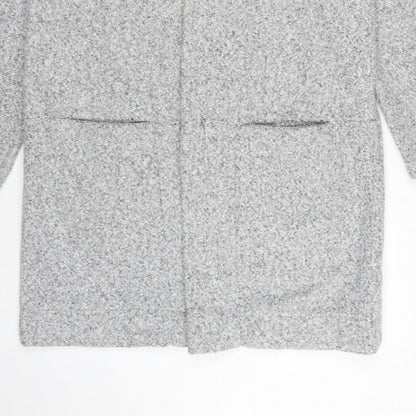 Next Women Grey UK 16 Hooded Full Zip Longline Knit Cardigan Pockets