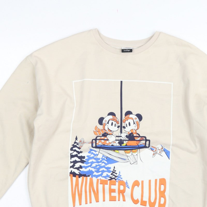 George Girls Beige 13-14 Years Pullover Mickey Winter Club Sweatshirt
