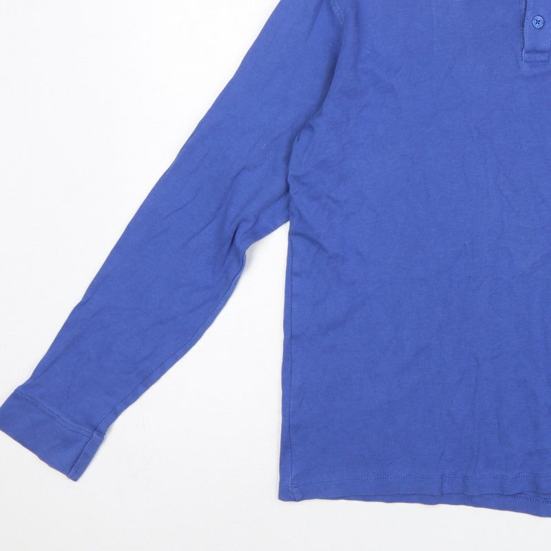 James Pringle Men’s Blue Cotton Long Sleeve Polo Shirt Medium