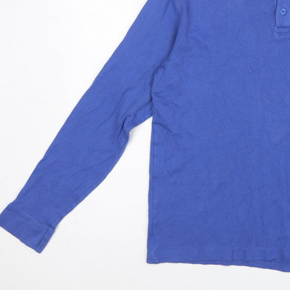 James Pringle Men’s Blue Cotton Long Sleeve Polo Shirt Medium
