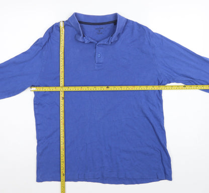James Pringle Men’s Blue Cotton Long Sleeve Polo Shirt Medium