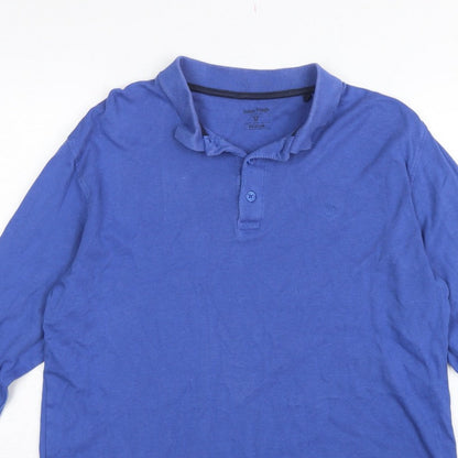 James Pringle Men’s Blue Cotton Long Sleeve Polo Shirt Medium