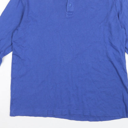 James Pringle Men’s Blue Cotton Long Sleeve Polo Shirt Medium