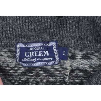 Creem Men’s Grey L Shetland Wool Fair Isle Henley Jumper