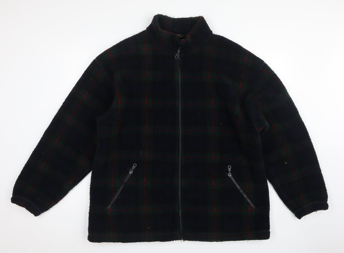 St Michael Marks & Spencer Men's Green Check Fleece Jacket XL