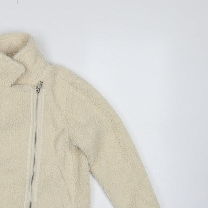 Threadgirls Girls Ivory 7-8 Years Teddy Fleece Zip Jacket Collared