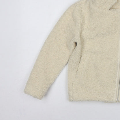 Threadgirls Girls Ivory 7-8 Years Teddy Fleece Zip Jacket Collared