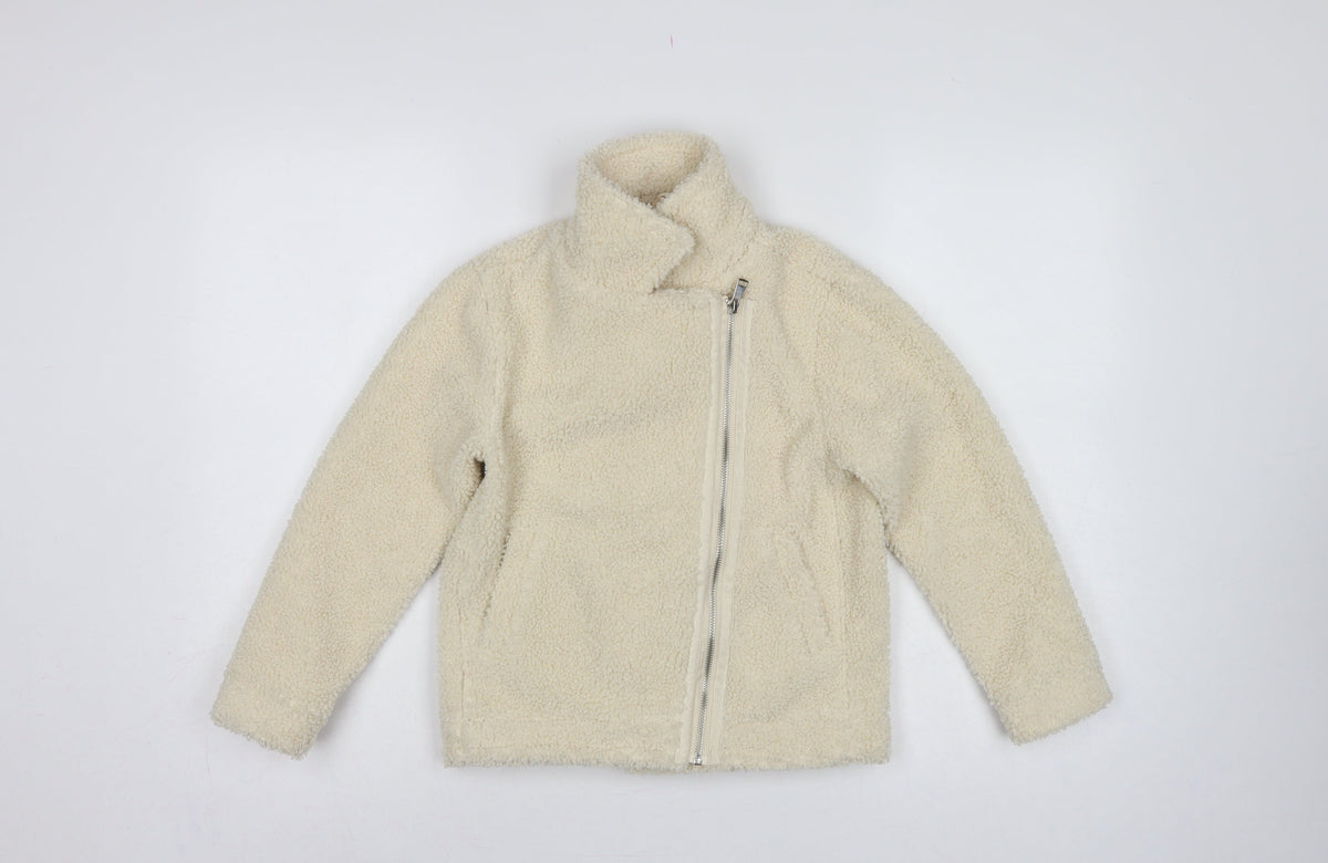 Threadgirls Girls Ivory 7-8 Years Teddy Fleece Zip Jacket Collared