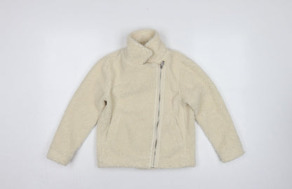 Threadgirls Girls Ivory 7-8 Years Teddy Fleece Zip Jacket Collared