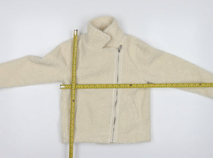Threadgirls Girls Ivory 7-8 Years Teddy Fleece Zip Jacket Collared