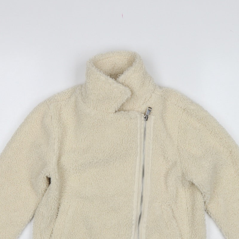 Threadgirls Girls Ivory 7-8 Years Teddy Fleece Zip Jacket Collared