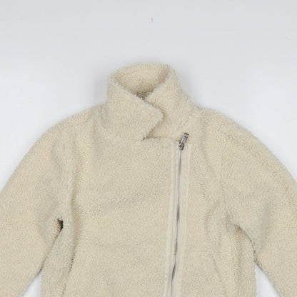 Threadgirls Girls Ivory 7-8 Years Teddy Fleece Zip Jacket Collared