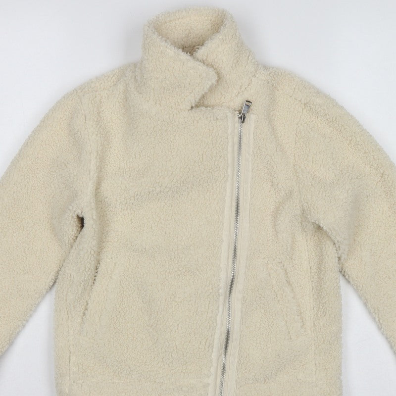 Threadgirls Girls Ivory 7-8 Years Teddy Fleece Zip Jacket Collared
