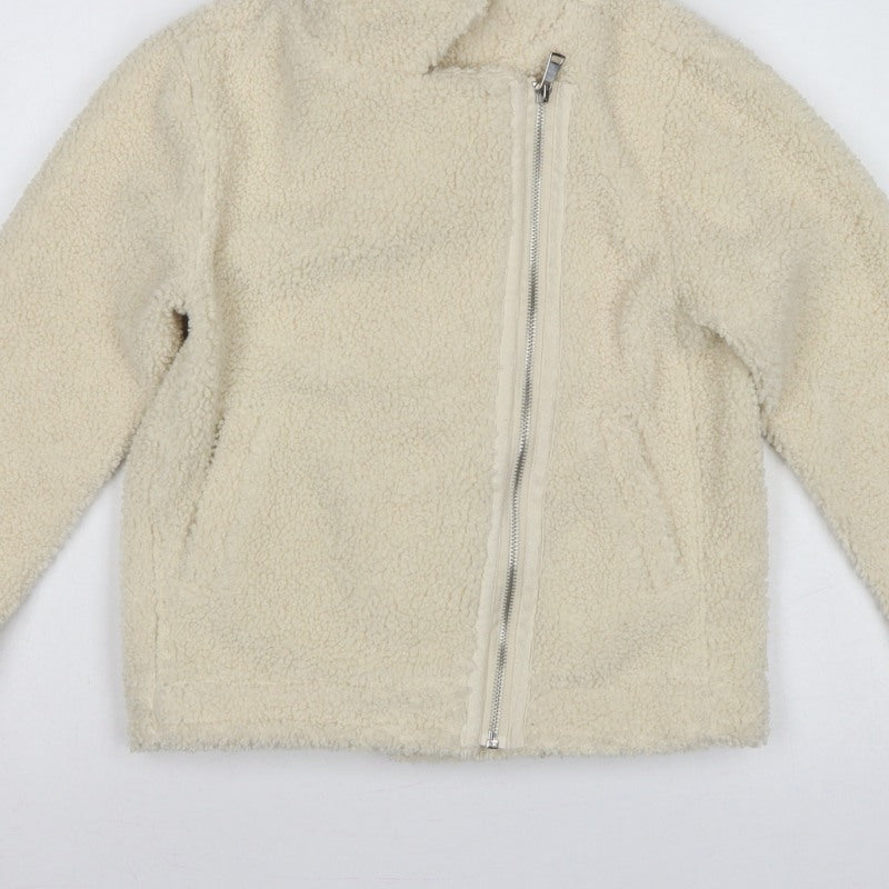 Threadgirls Girls Ivory 7-8 Years Teddy Fleece Zip Jacket Collared