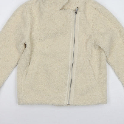 Threadgirls Girls Ivory 7-8 Years Teddy Fleece Zip Jacket Collared