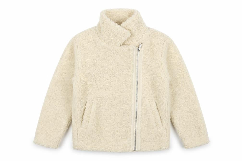 Threadgirls Girls Ivory 7-8 Years Teddy Fleece Zip Jacket Collared