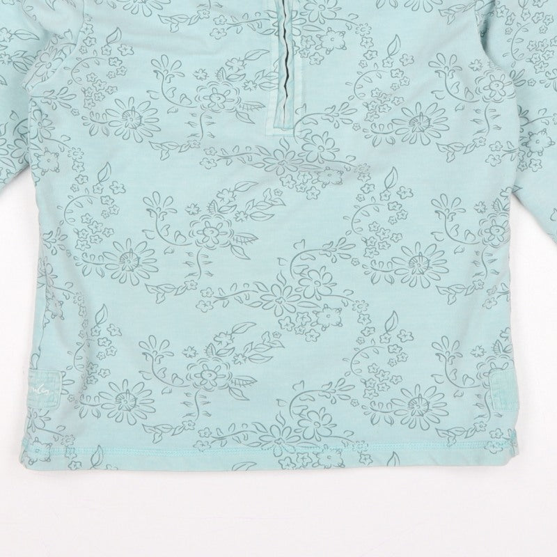 Joules Girls Blue Floral XL 10-11 Years Quarter Zip Pullover Sweatshirt