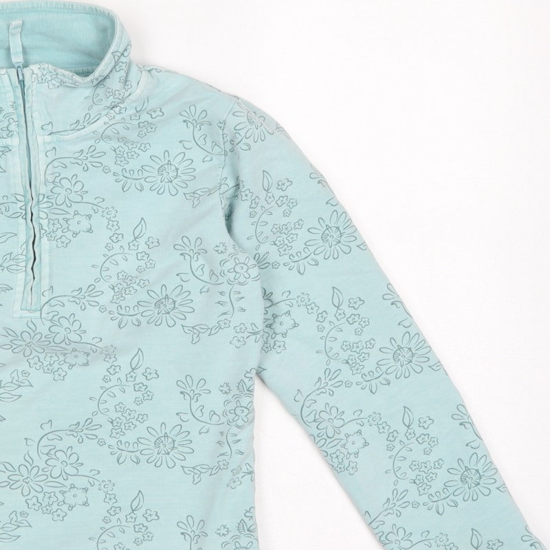 Joules Girls Blue Floral XL 10-11 Years Quarter Zip Pullover Sweatshirt